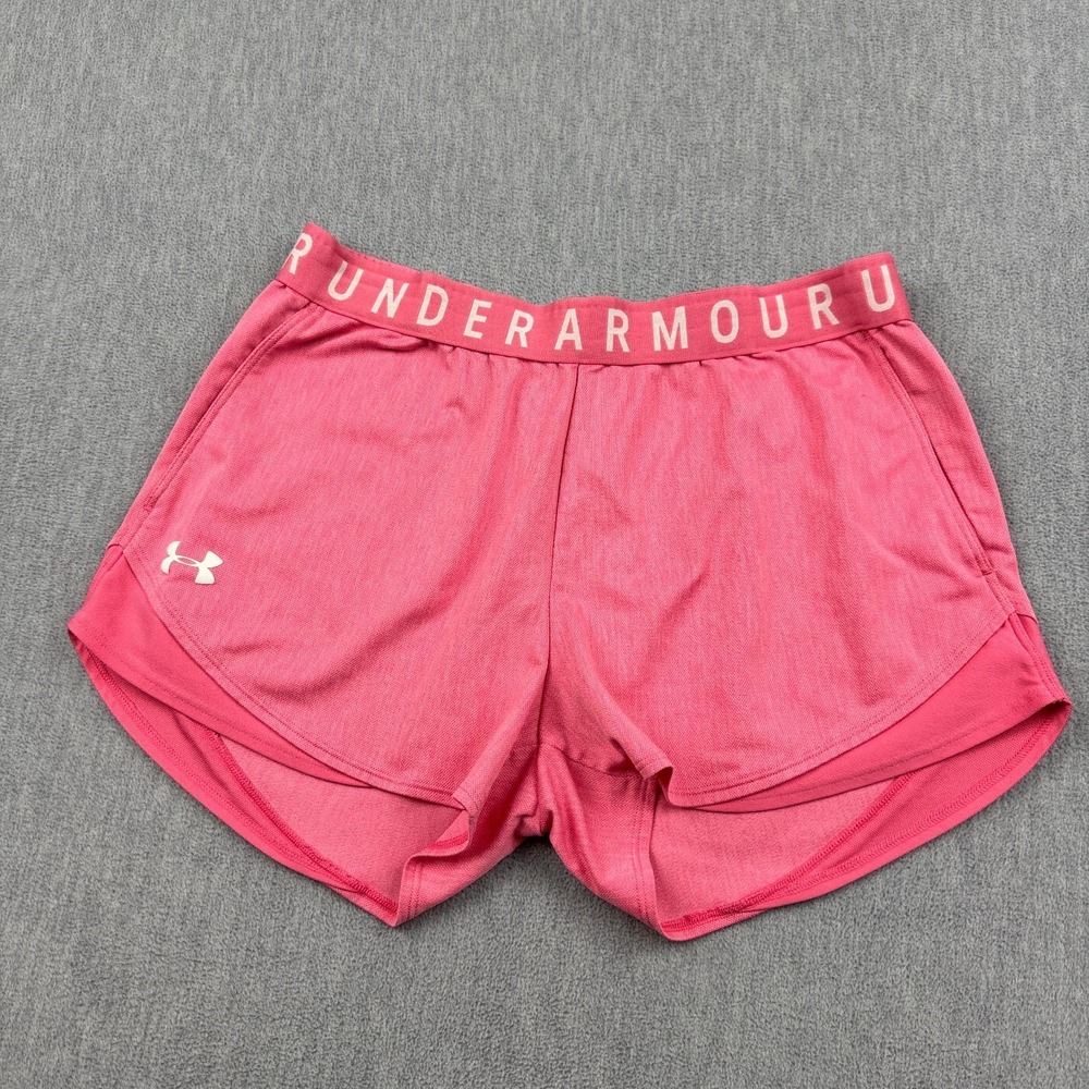 Under Armour UA Shorts Womens Medium Pink Play Up‎ Twist 3.0 Athletic Loose Gym